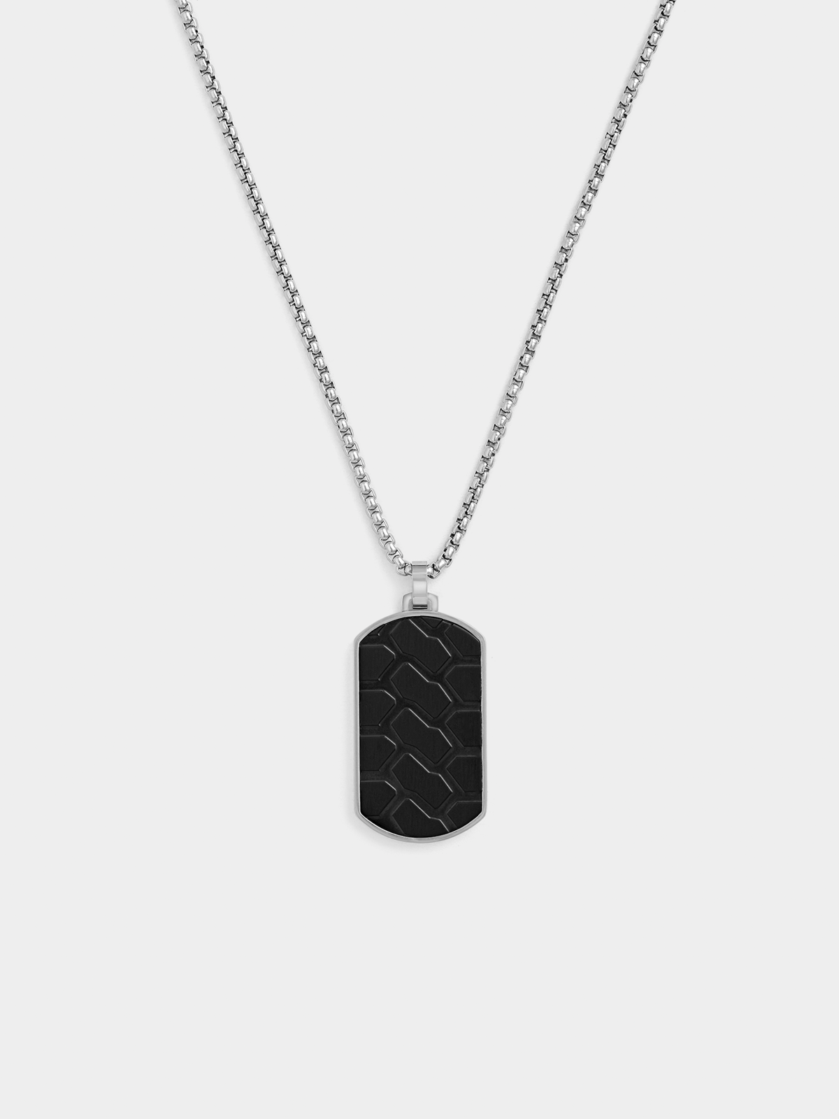 Stainless Steel Black Crocodile Print Dog Tag Pendant