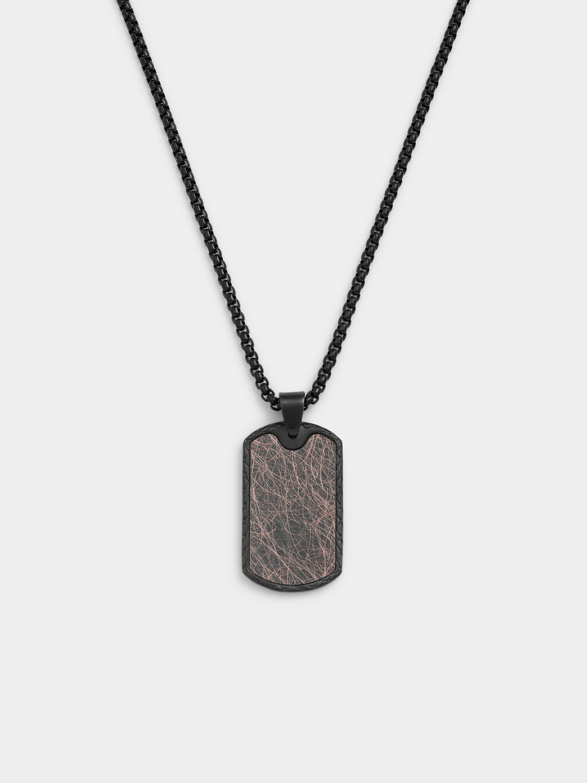 Black Plated Stainless Steel Coffee Graze Dog Tag Pendant