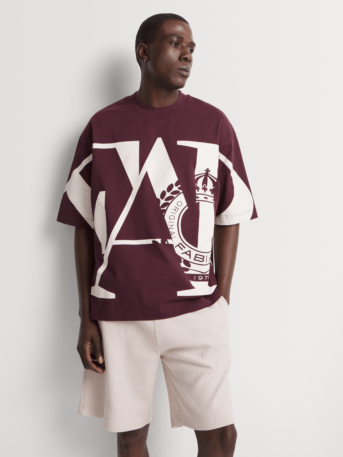 Fabiani Men's Burgundy Wrap Around Statement T-Shirt