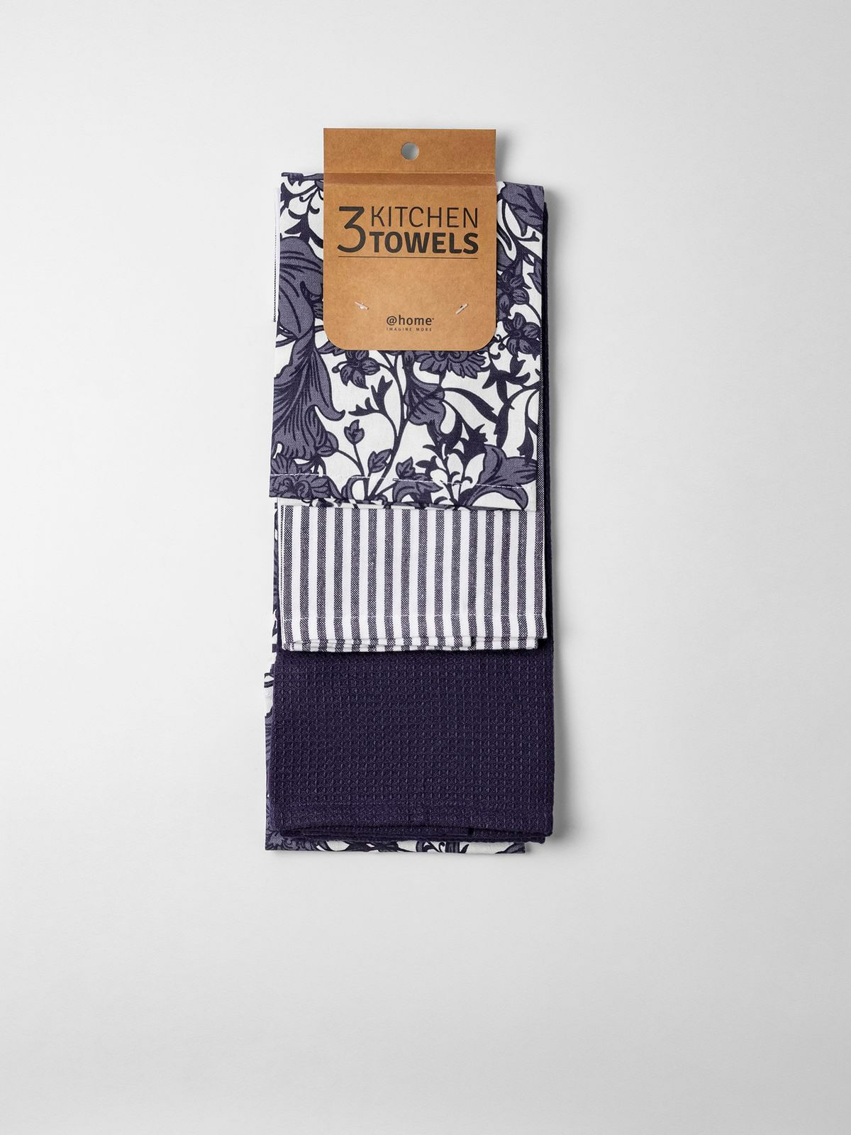 Blockprint Floral Kitchen Towels 3 Pack Blue