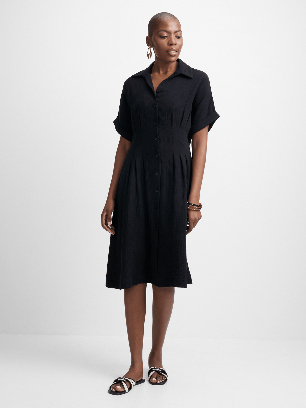 Exact Women's Black Midi Shirt Dress