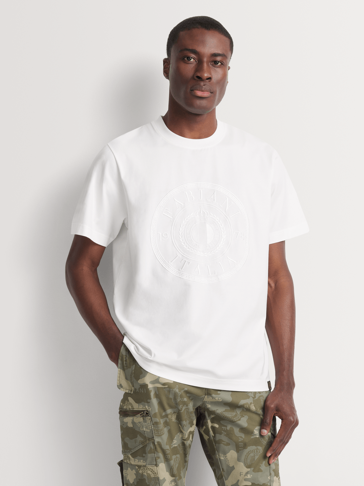 Fabiani Men's Natural Bedazzle T-Shirt