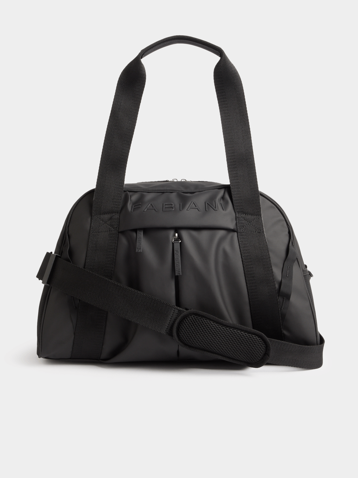 Fabiani Men's Black Coated Nylon Logo Athleisure Weekender Bag