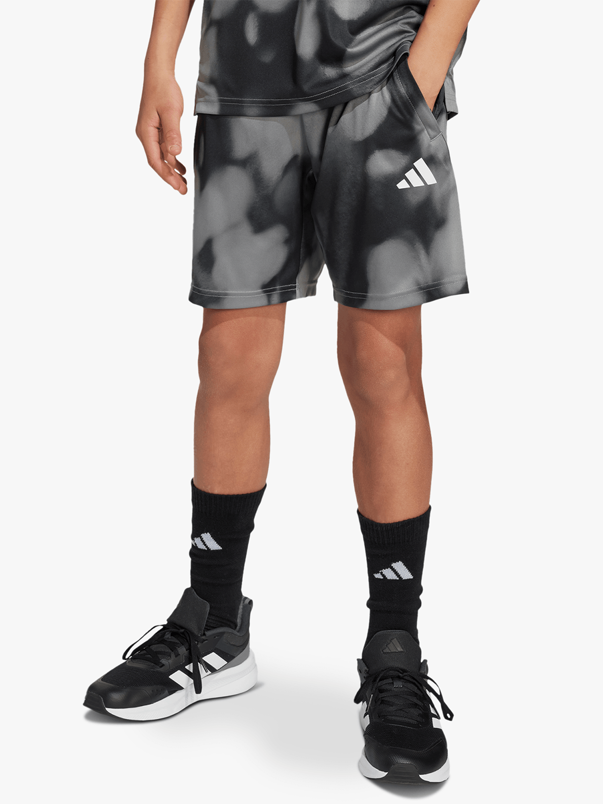 adidas Boys Training AOP Grey/Black Shorts