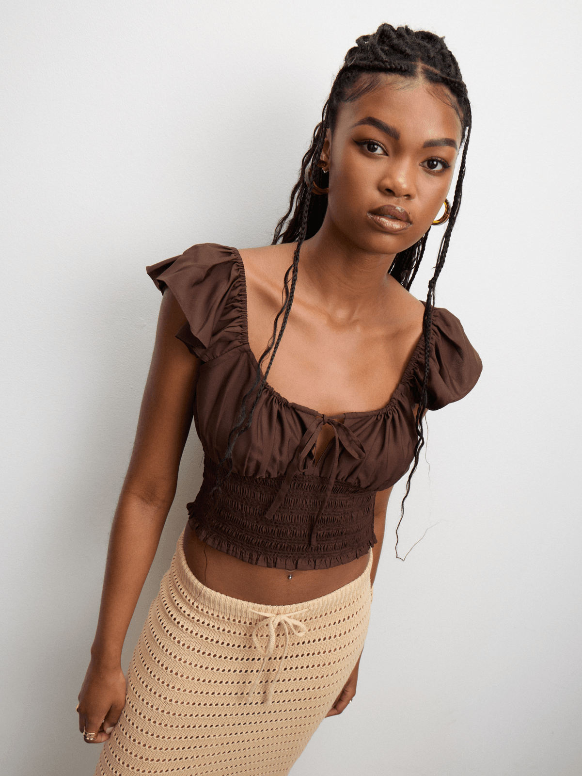 The FIX Women's Brown Ruched Top