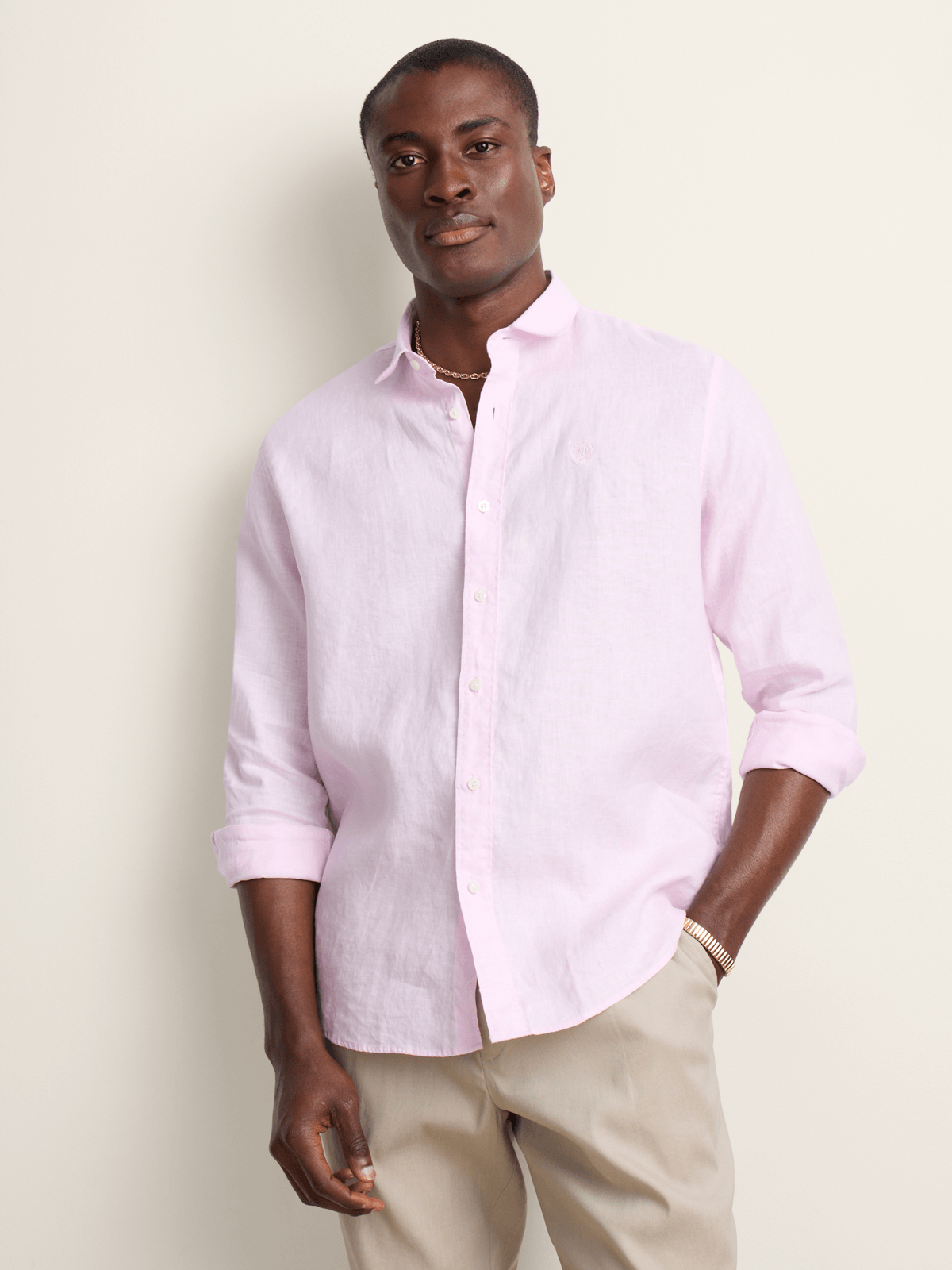 Fabiani Men's Pink Linen Shirt
