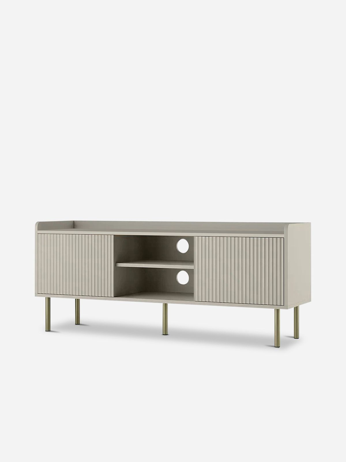 Self Assembly Unfold Heidi Media Unit Butter W/ Gold Leg