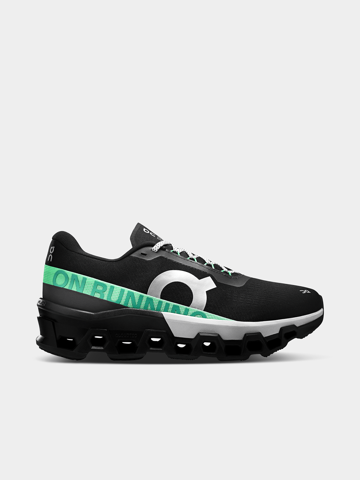 On Mens Cloudmonster 2 Black/Glacier Running Shoes