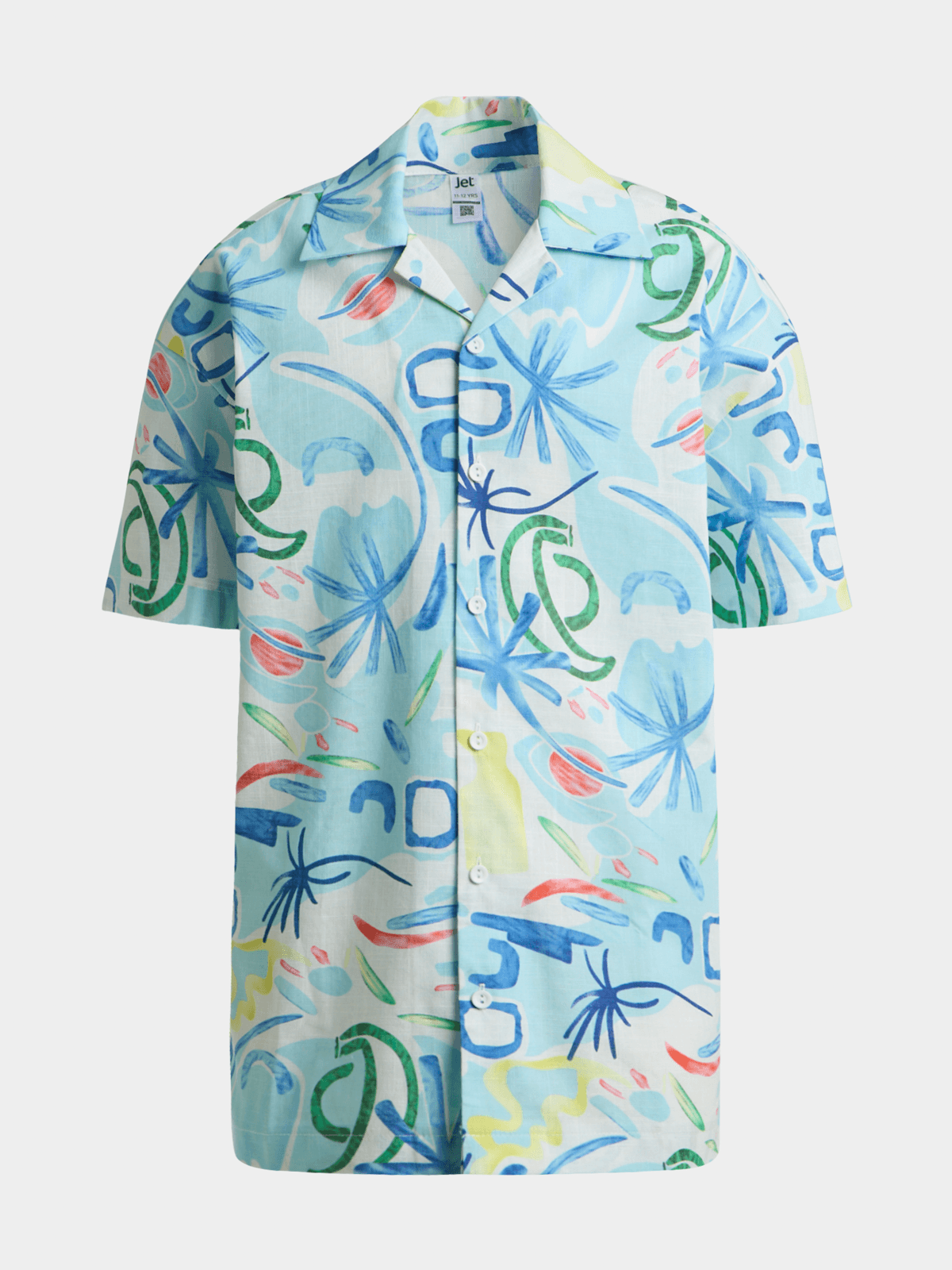 Jet Boys Blue Abstract Palm Print Shirt