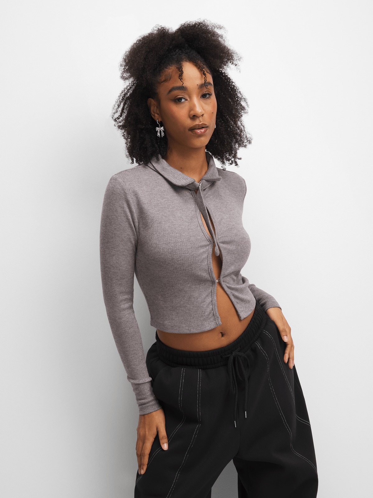 The Fix Women's Grey Top With Buckle
