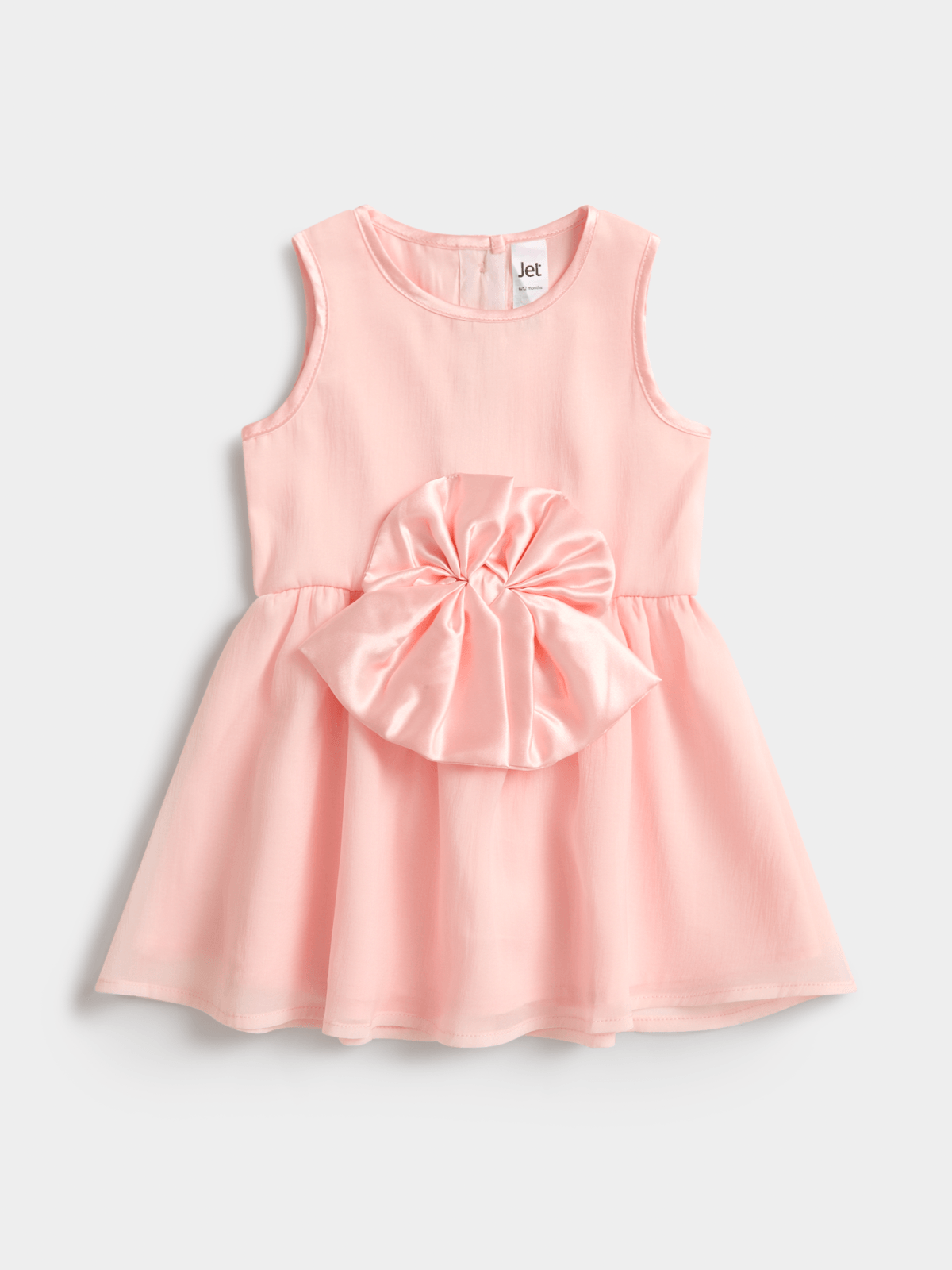 Jet Younger Girls Pink Bow Detail Organza Dress