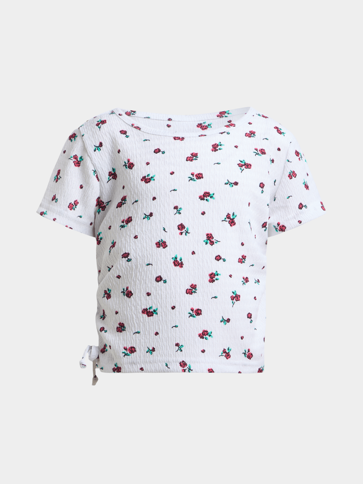 Jet Younger Girls White Floral AOP Shirred Top