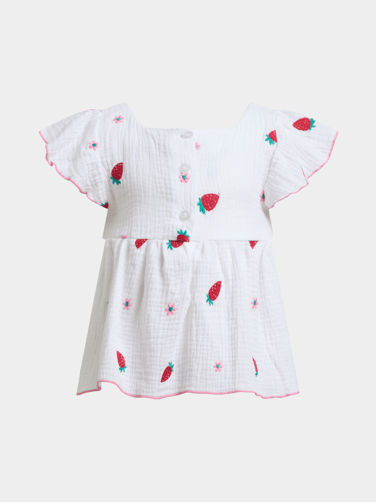 Jet Younger Girls White AOP Frill Woven Top