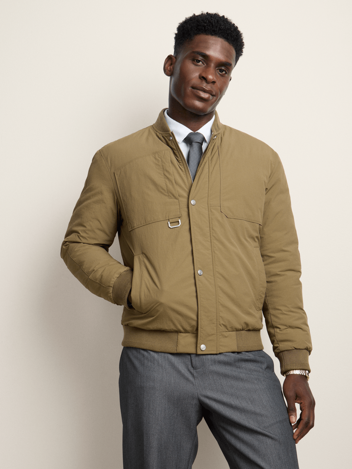 Fabiani Men's Brown Padded Bomber Jacket