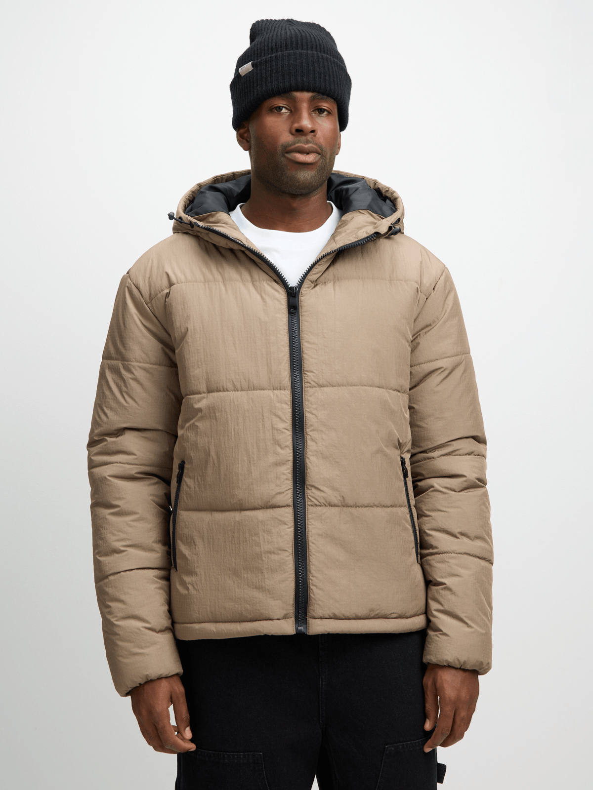 Exact Men's Natural Hooded Puffer Jacket