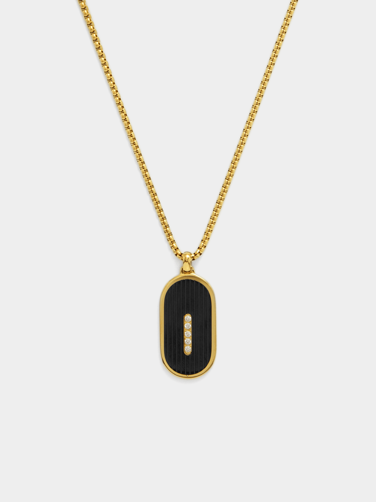 Tempo Jewellery Gold Plated Cubic Zirconia Ridge Dog Tag Pendant