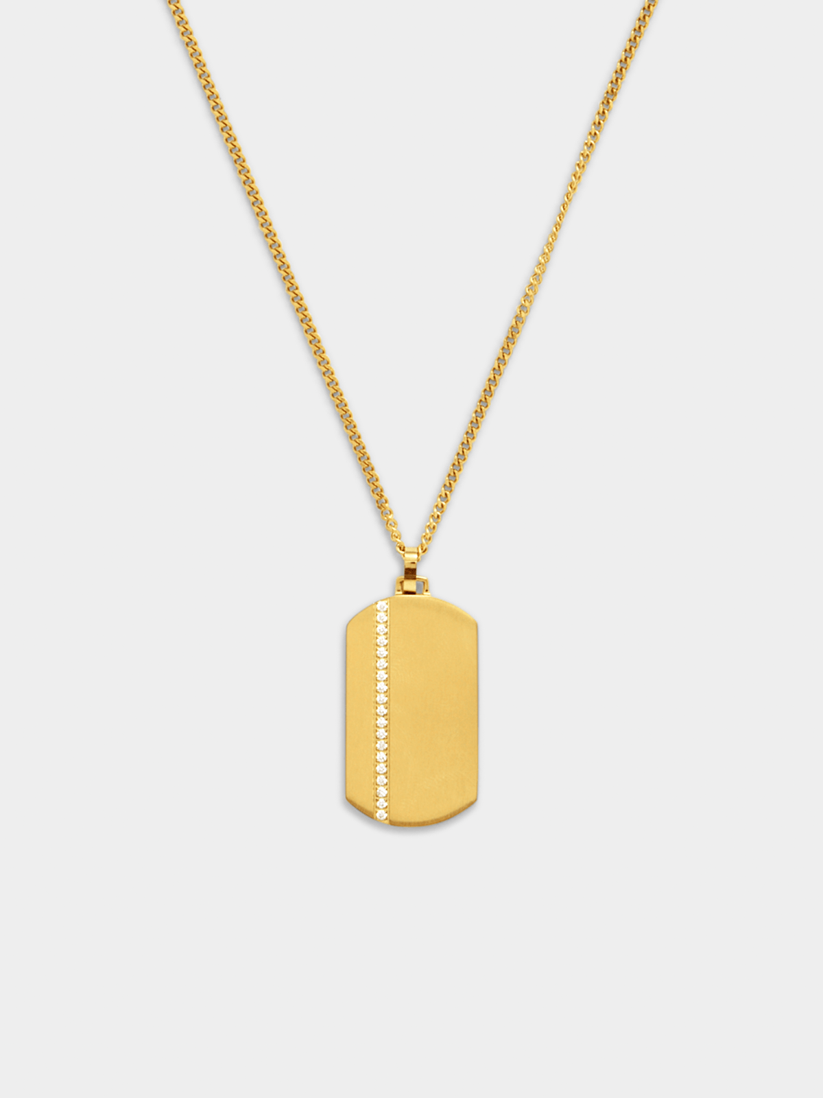 Tempo Jewellery Gold Plated Cubic Zirconia Solidus Dog Tag Pendant