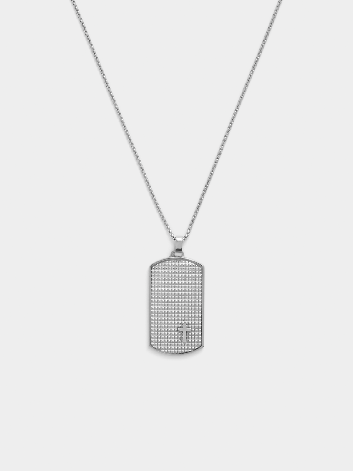 Tempo Jewellery Silver Plated Crystaline Cross Dog Tag Pendant
