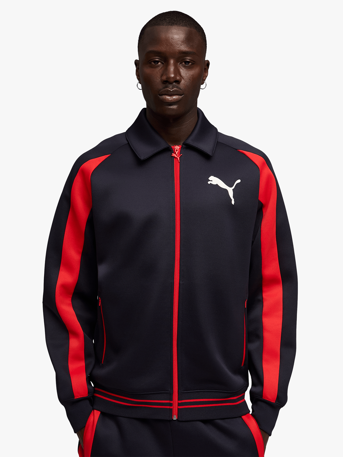 Puma Men's T7 Relaxed Big Cat Track  Navy Jacket