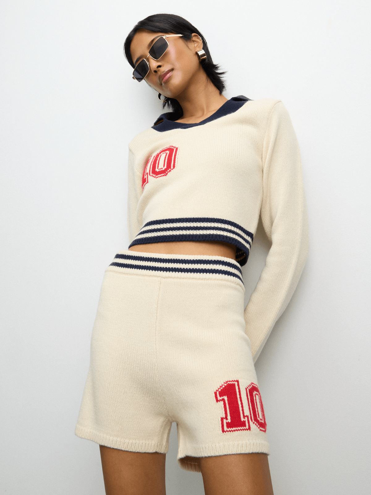 The FIX Women's Stone Knit Co-Ord Graphic Shorts