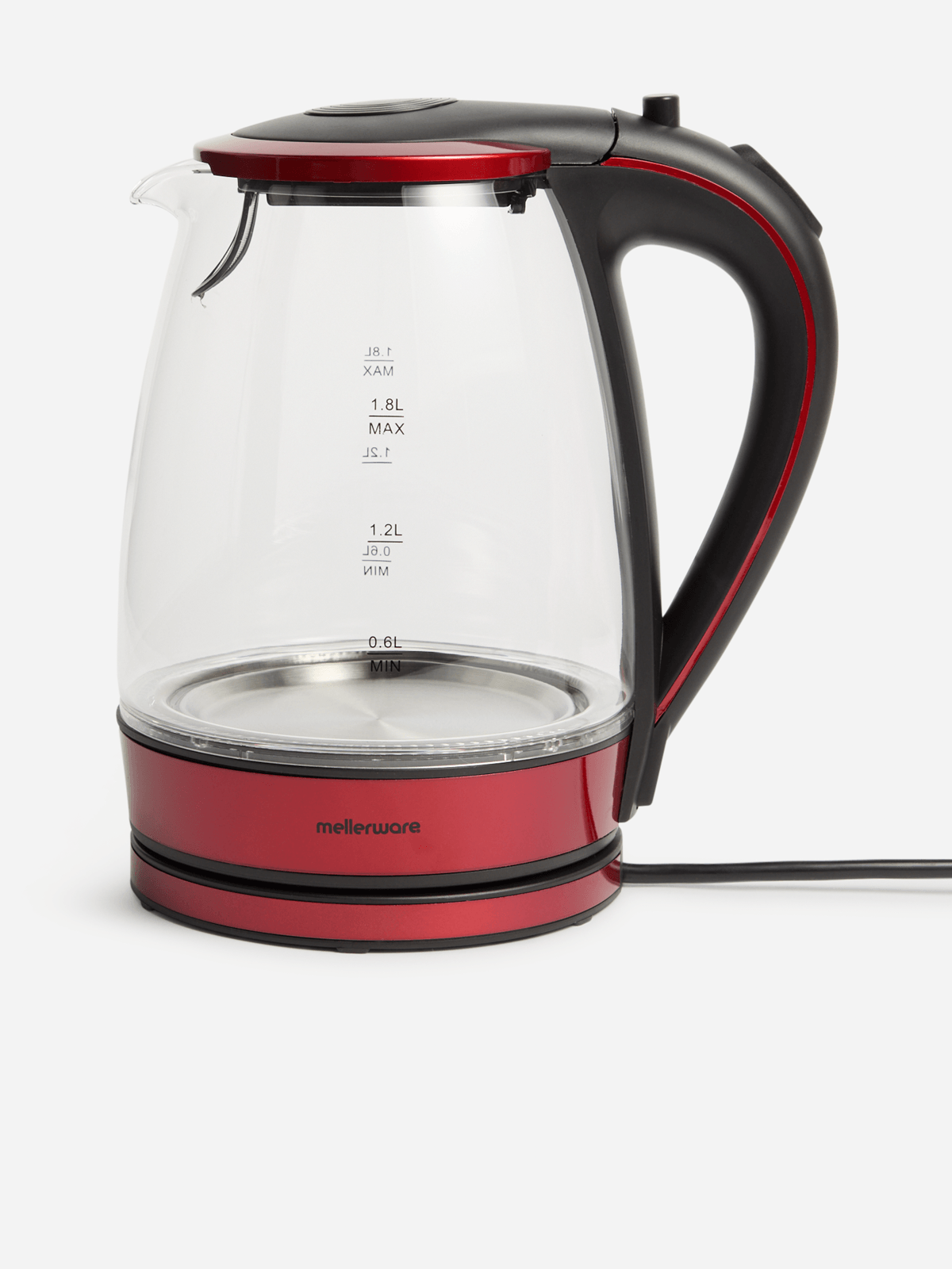Mellerware Red Cordless Glass Kettle