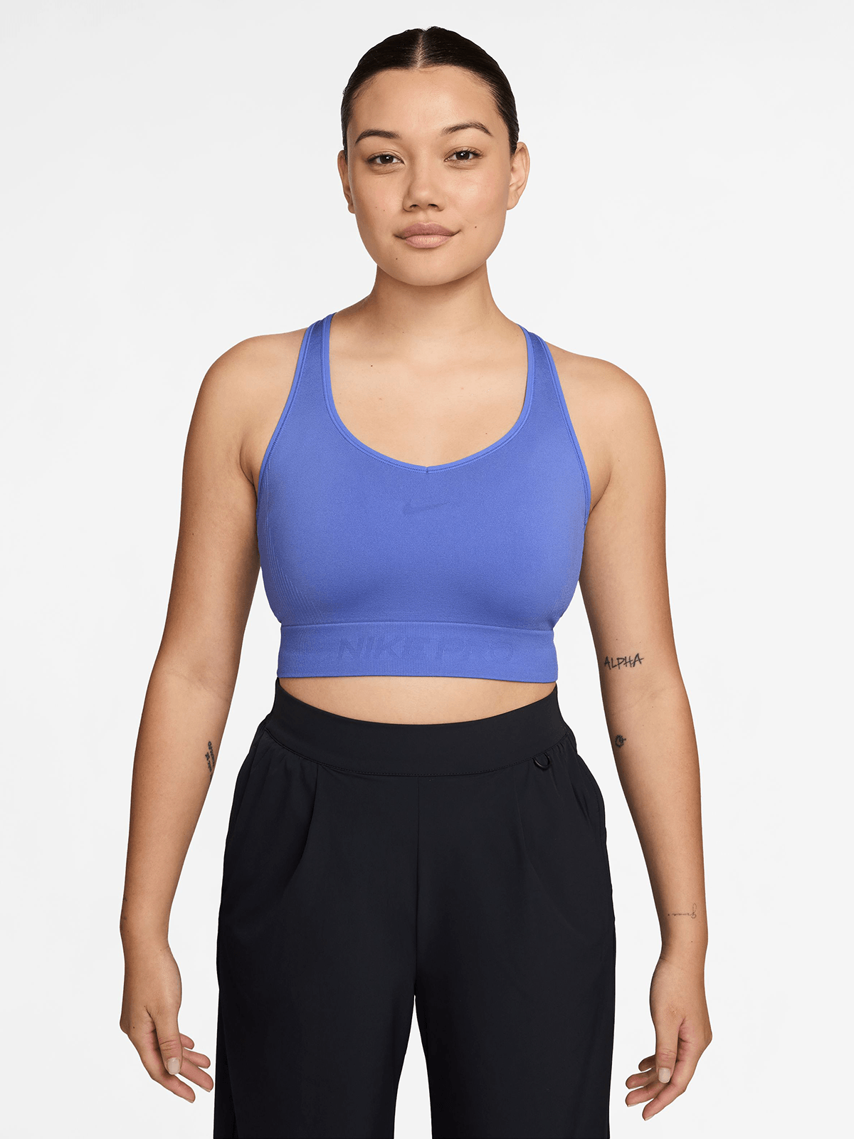 Nike Pro Womens Dri-Fit Seamless Blue Crop Tank Top