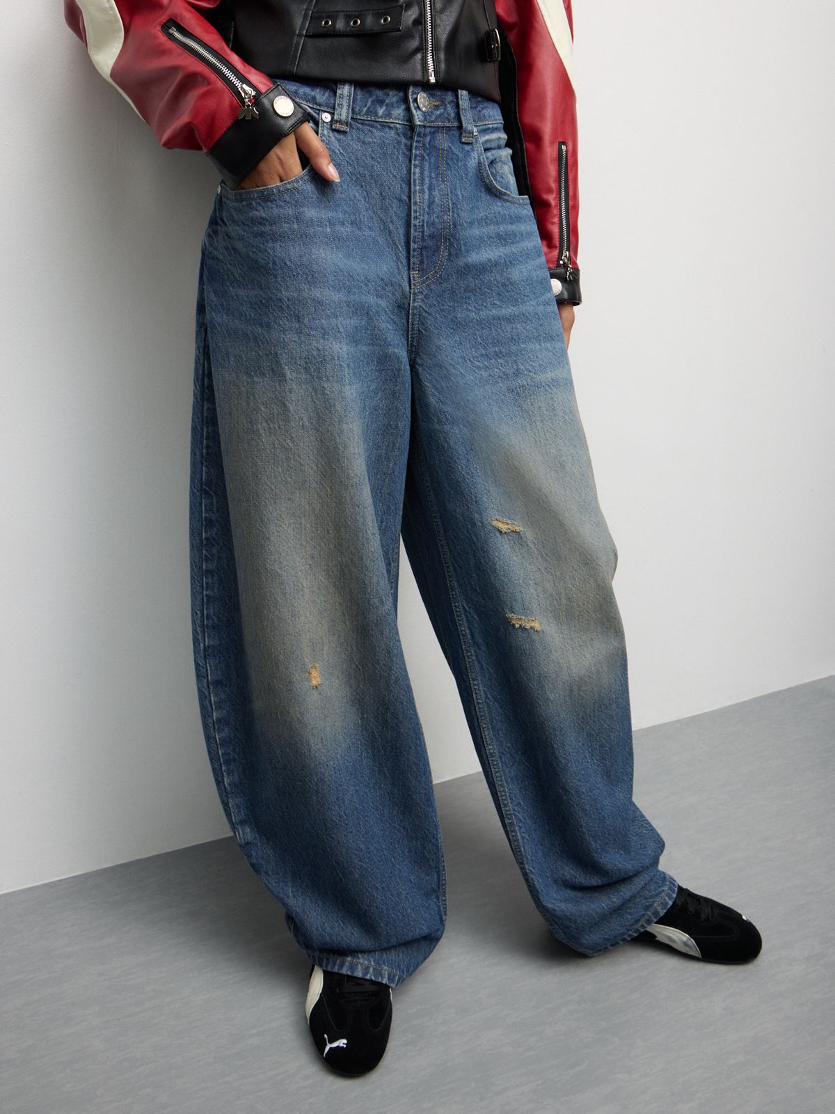 Redbat Women's Orange Peel Wide Leg Jeans
