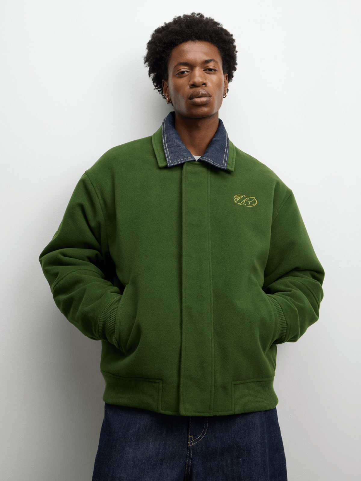 Redbat Men's Melton Bomber Green Jacket