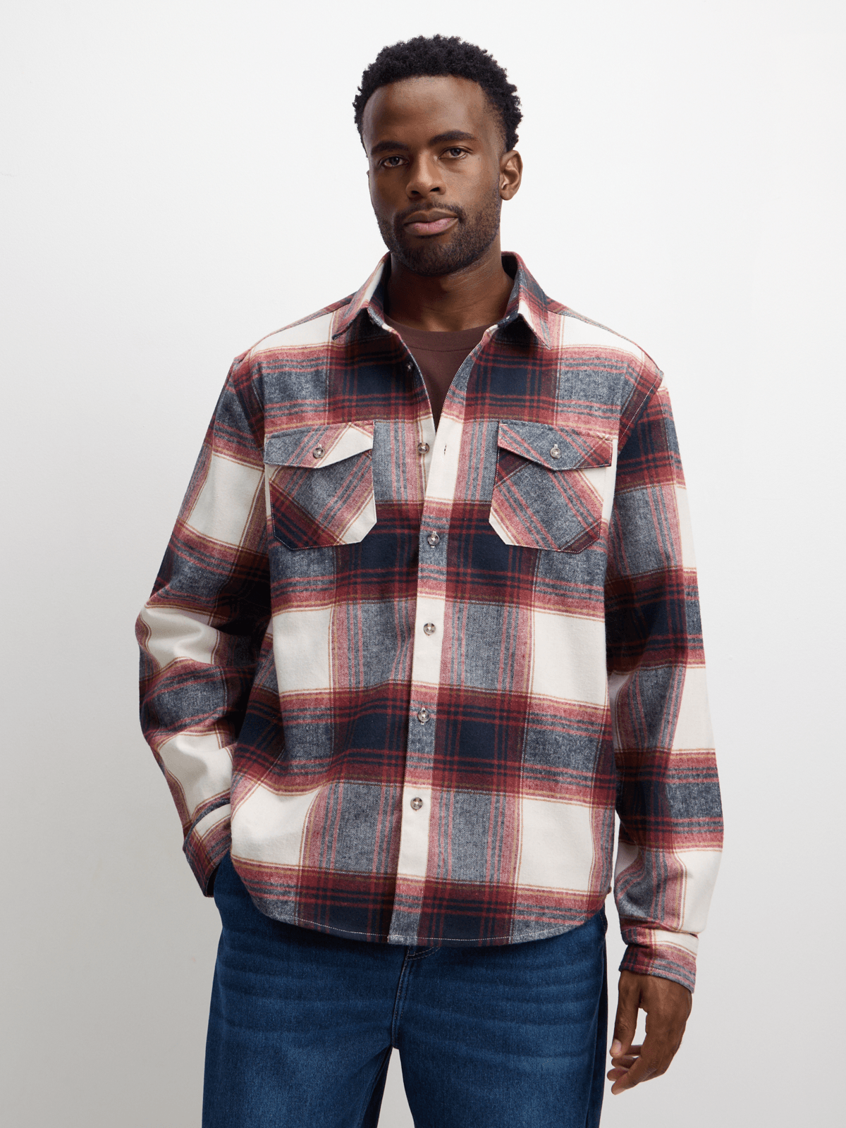 Exact Men's Brown Check Shirt