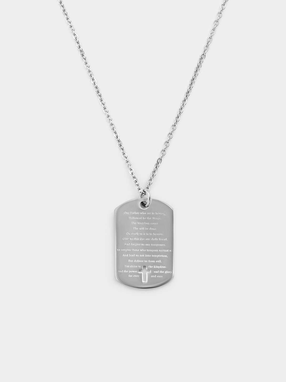 Sterling Silver Prayer Dog Tag Pendant