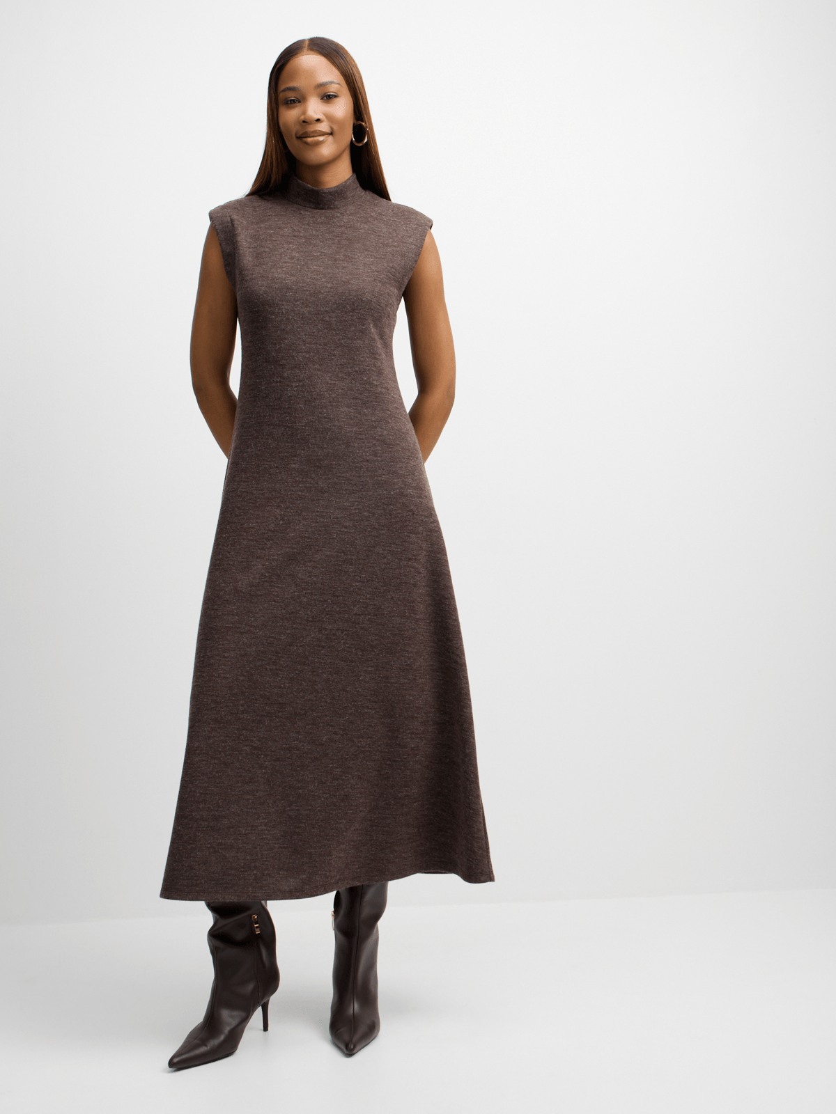 Exact Women's Brown Turtle Neck Dress