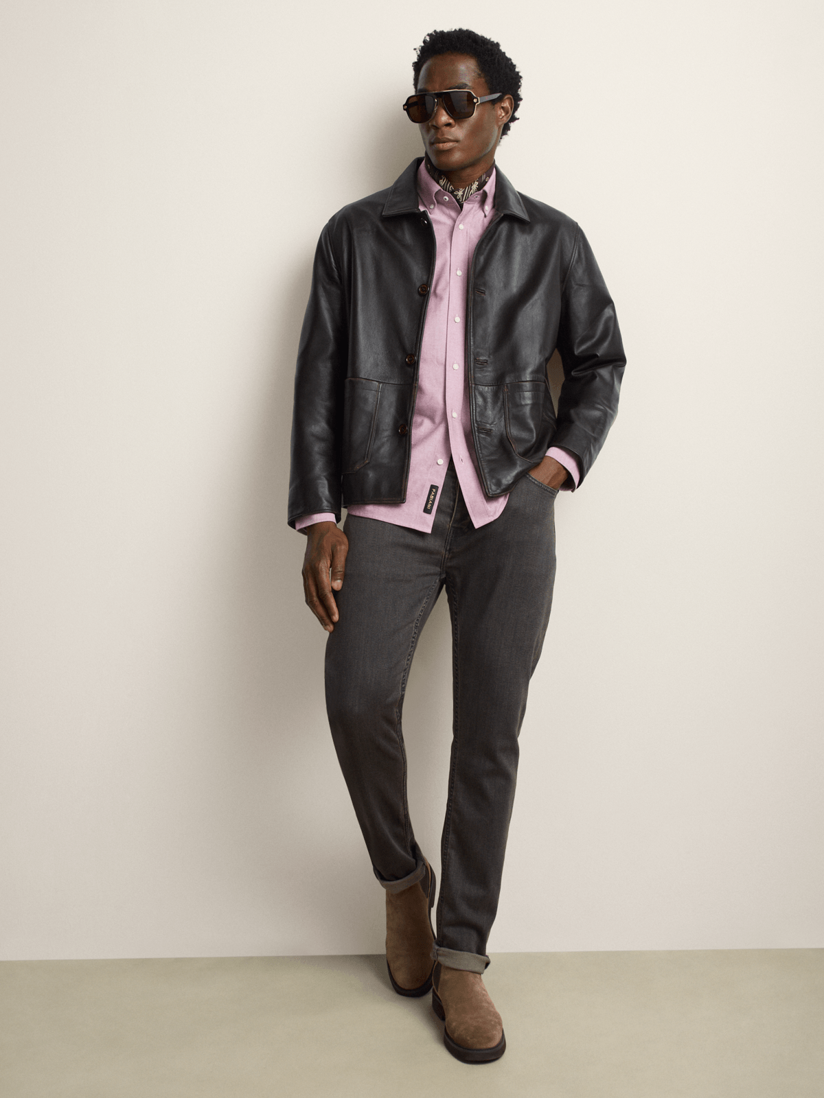 Fabiani Men's Dark Brown Leather Jacket