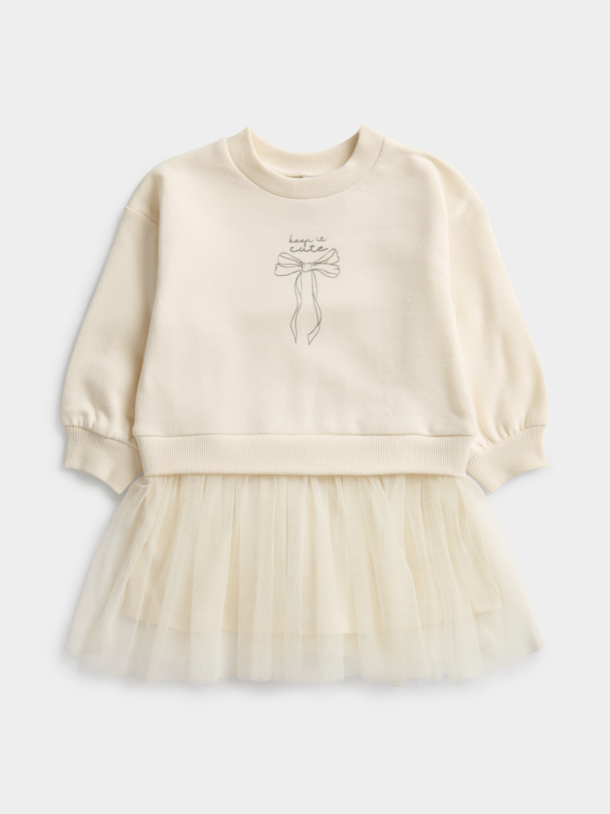 Jet Toddler Girls Ecru Bow Fleece Tutu Dress