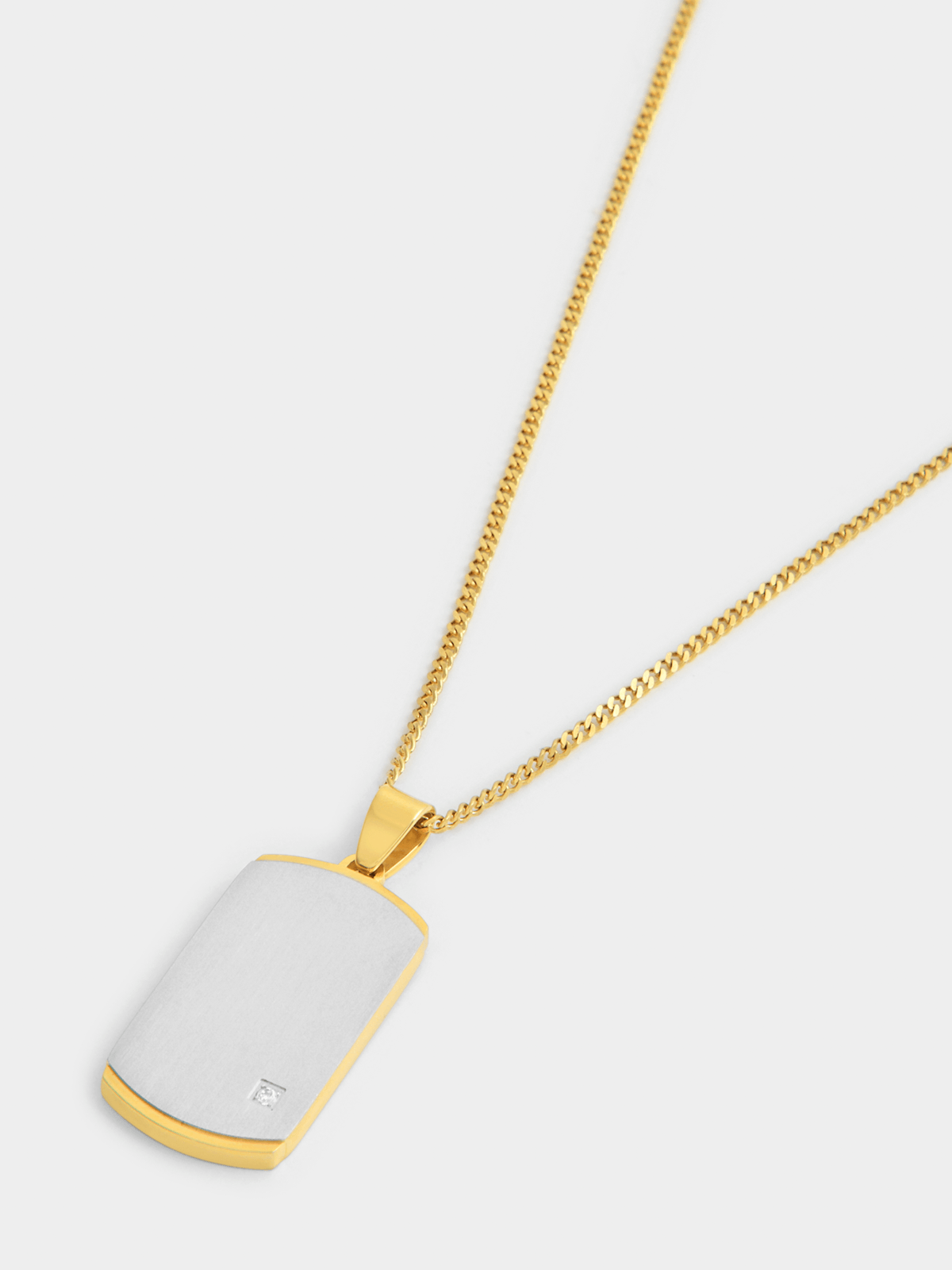 Tempo Jewellery Gold Plated Cubic Zirconia Dog Tag Pendant