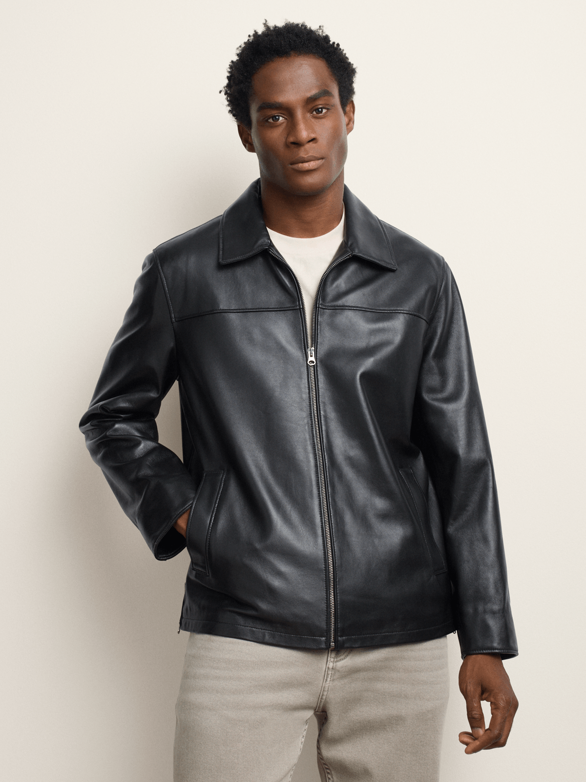 Fabiani Men's Black Classic Leather Jacket