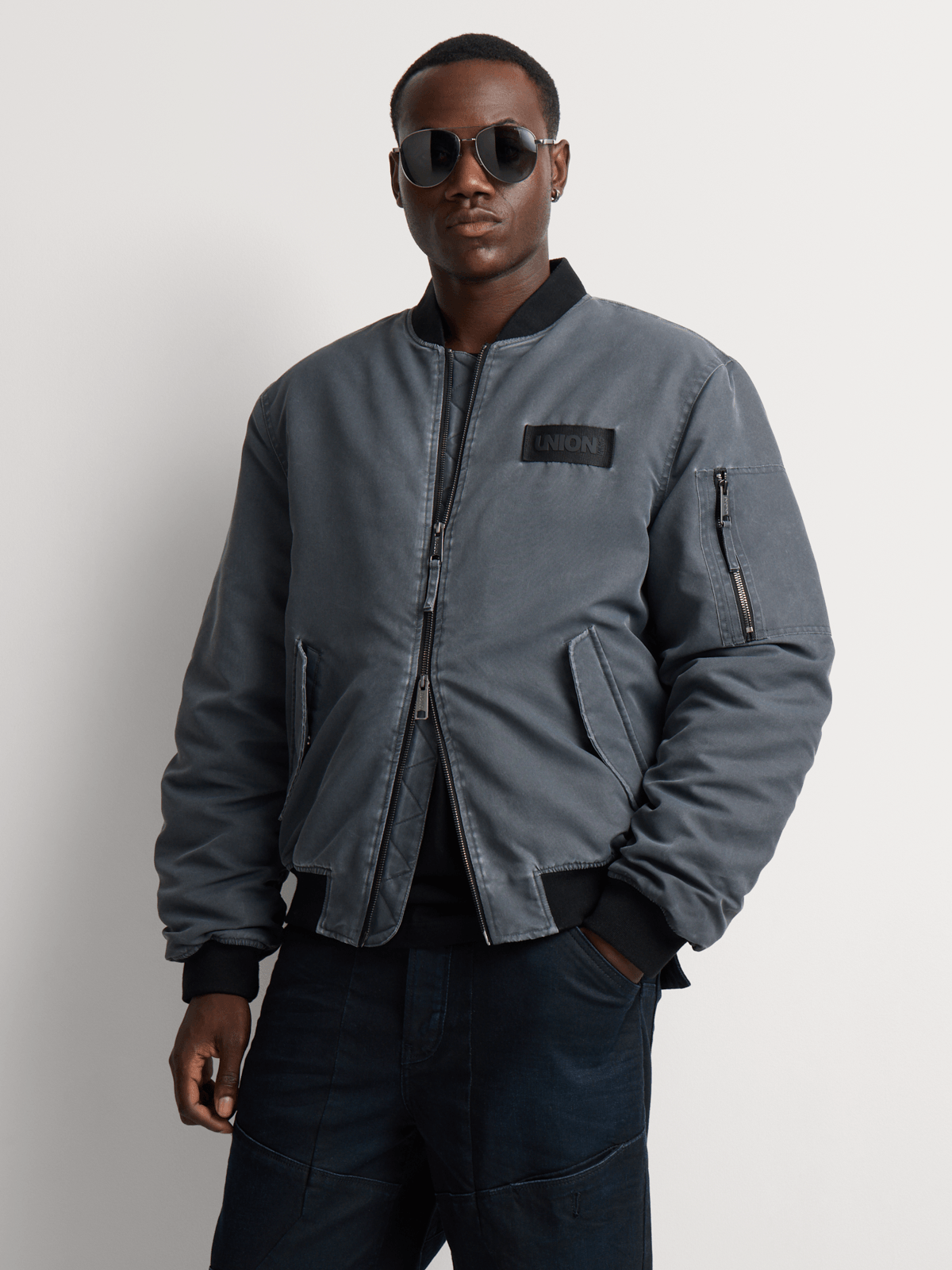 Union-DNM Men's Charcoal Bomber Jacket