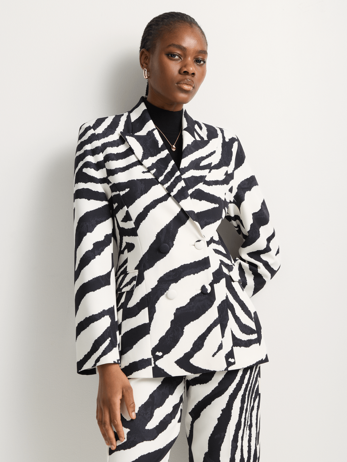 Co-Ord Peak Lapel Zebra Print Blazer