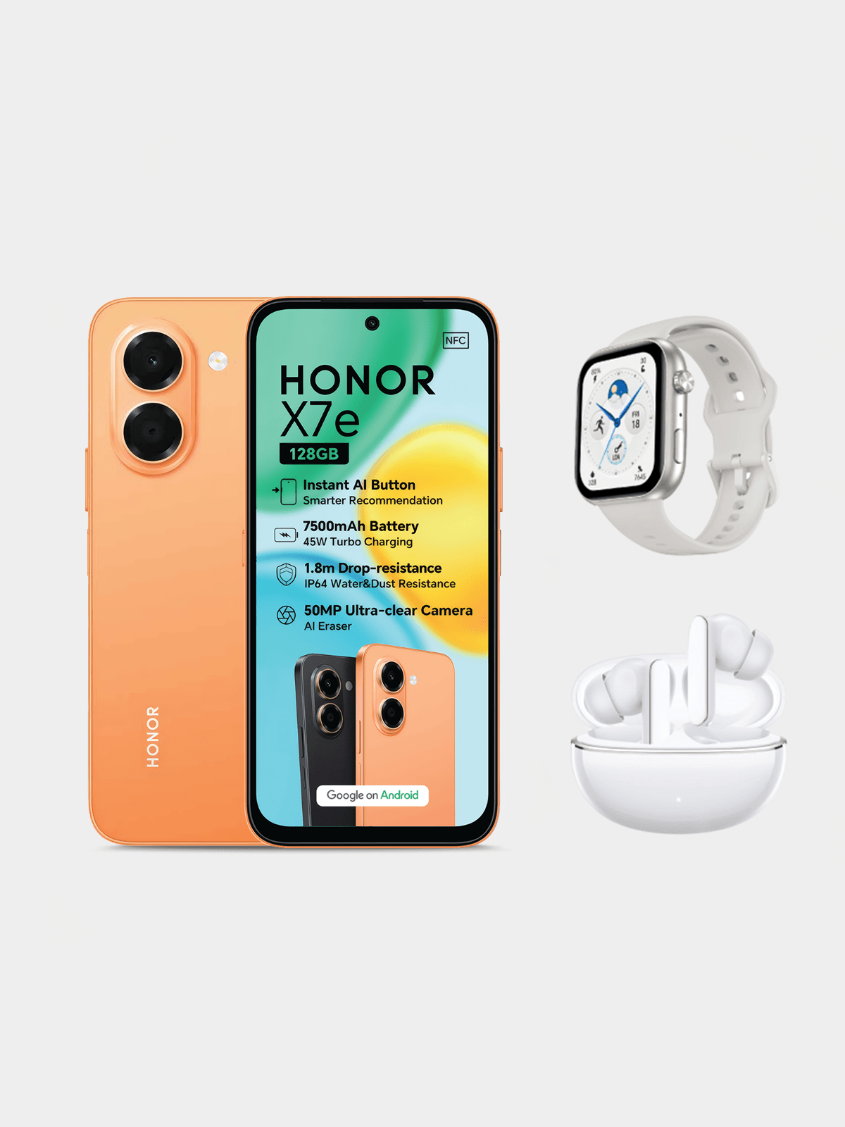 HONOR X7e DS Black 15GB + X8I + 2I (7.5 Day, 7.5 Night) Telkom