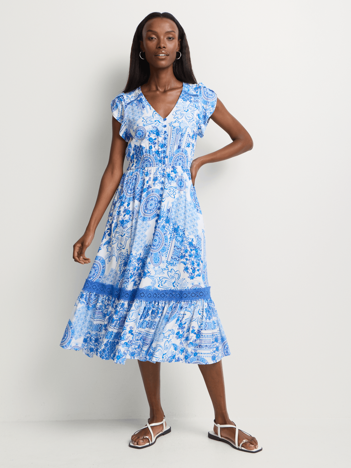 Women's Stella Morgan Blue Printed Dress