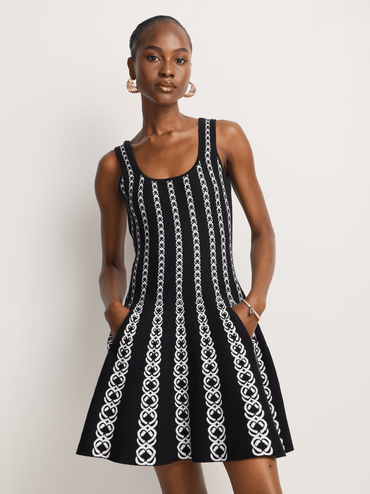 Luella Fit & Flare Chain Design Dress