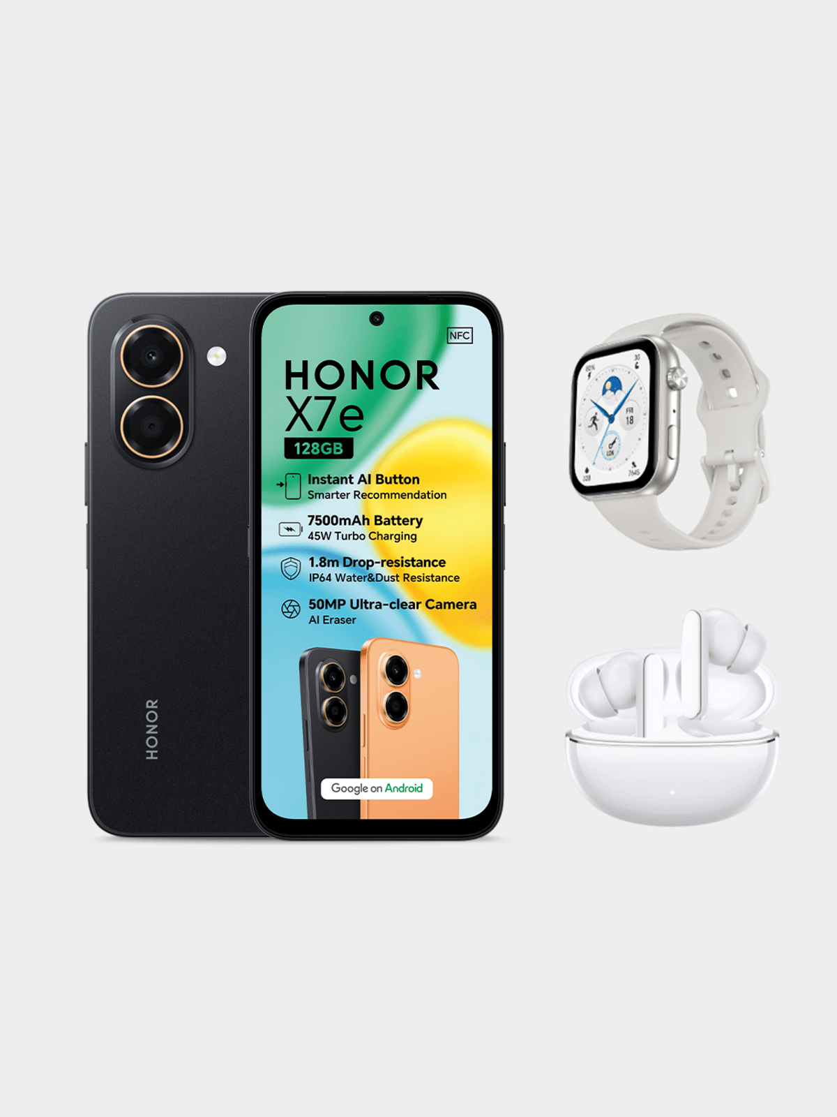HONOR X7e DS Black 15GB + X8I + 2I (7.5 Day, 7.5 Night) Telkom