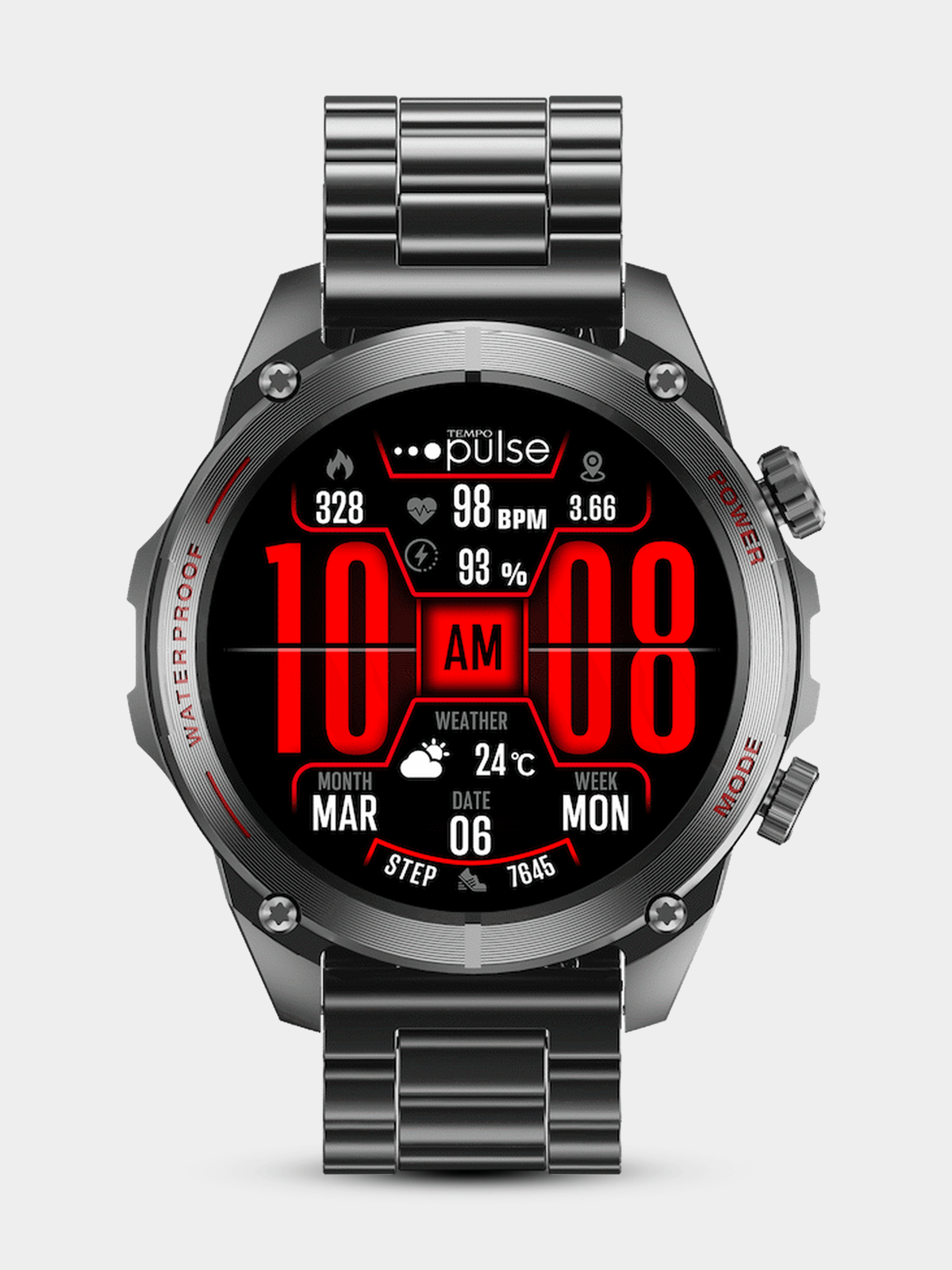 Tempo Pulse Black Plated AMOLED Bracelet Smartwatch
