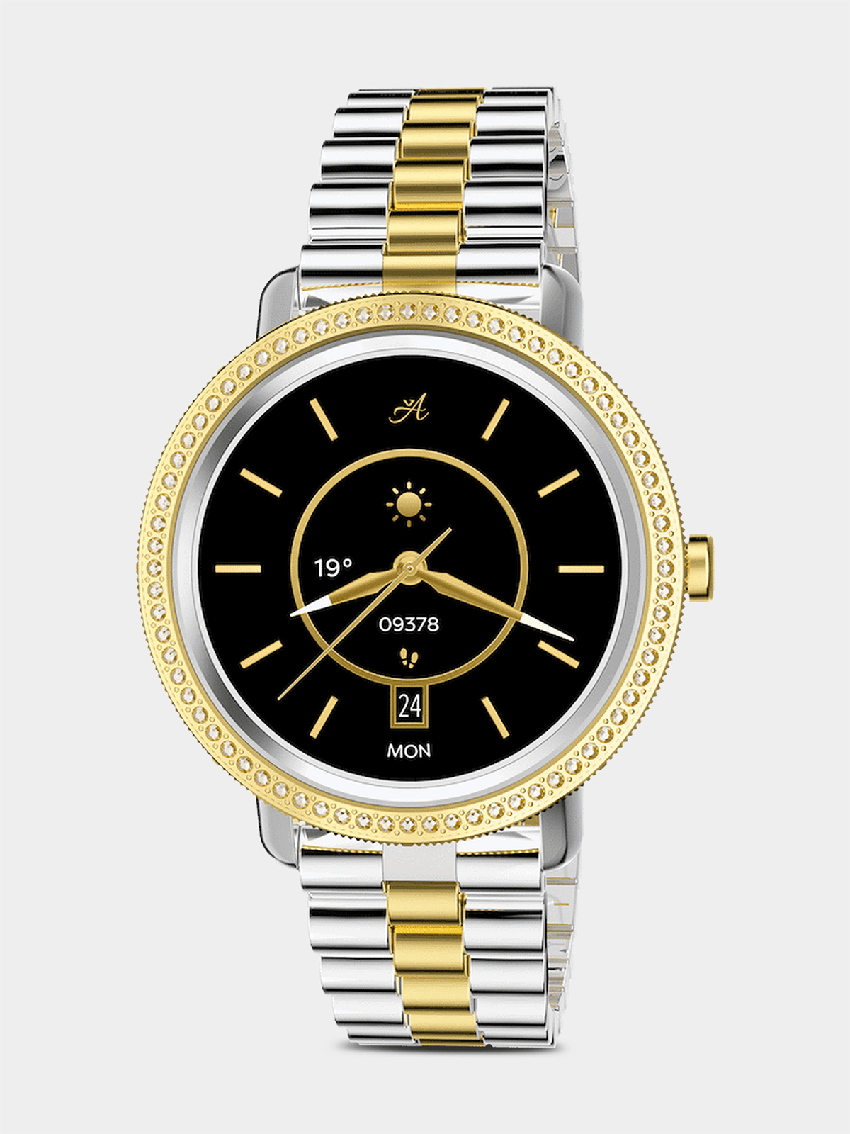 Volkano Ayla Collection Jewelled Smartwatch With 2 Colour Metal link strap